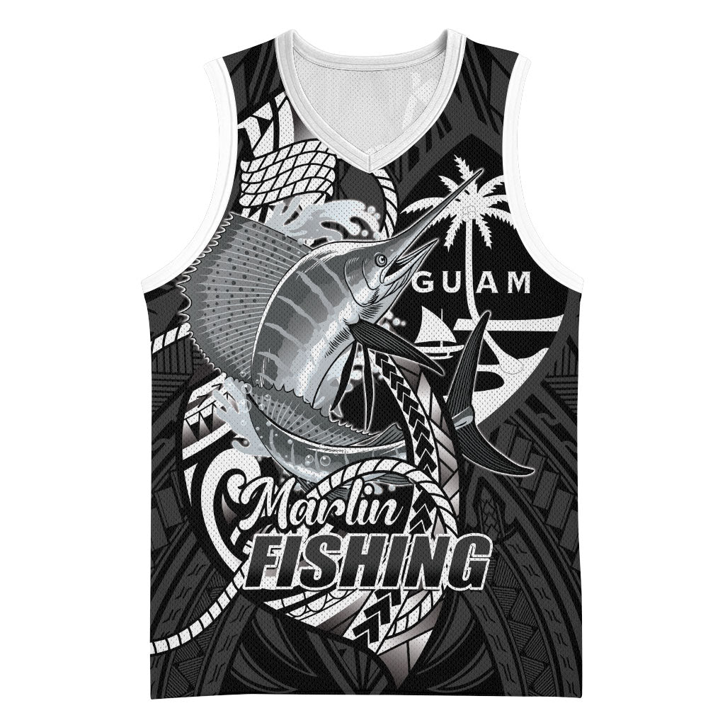 Guam Blue Marlin Fishing Basketball Jersey Guahan Fish Hook Tattoo Black Version