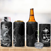 Guam Blue Marlin Fishing 4 in 1 Can Cooler Tumbler Guahan Fish Hook Tattoo Black Version