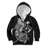 Guam Blue Marlin Fishing Kid Hoodie Guahan Fish Hook Tattoo Black Version LT14 Zip Hoodie Black - Polynesian Pride