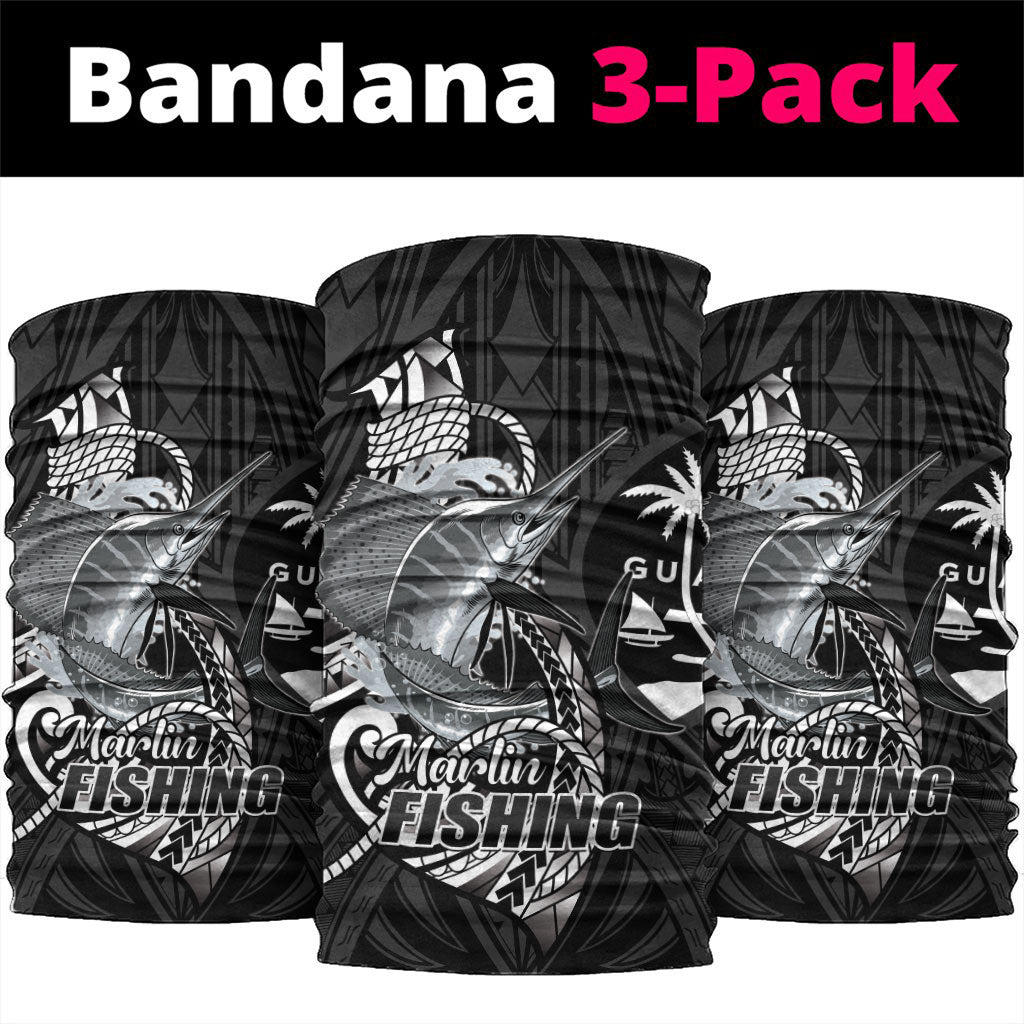 Guam Blue Marlin Fishing Neck Gaiter Guahan Fish Hook Tattoo Black Version