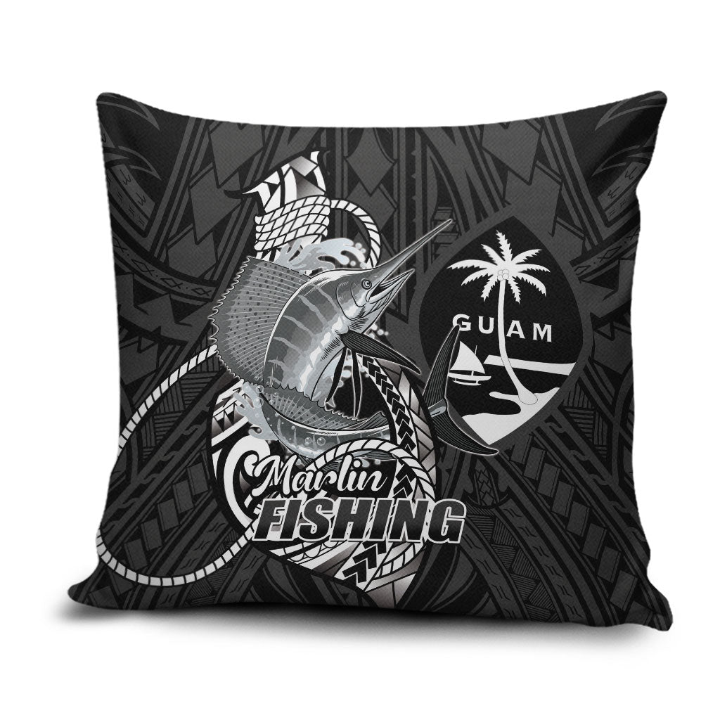 Guam Blue Marlin Fishing Pillow Cover Guahan Fish Hook Tattoo Black Version