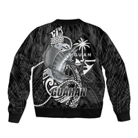 Guam Blue Marlin Fishing Sleeve Zip Bomber Jacket Guahan Fish Hook Tattoo Black Version LT14 - Polynesian Pride