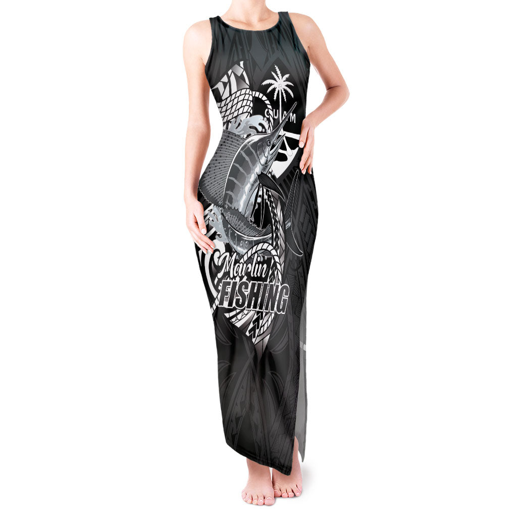 Guam Blue Marlin Fishing Tank Maxi Dress Guahan Fish Hook Tattoo Black Version