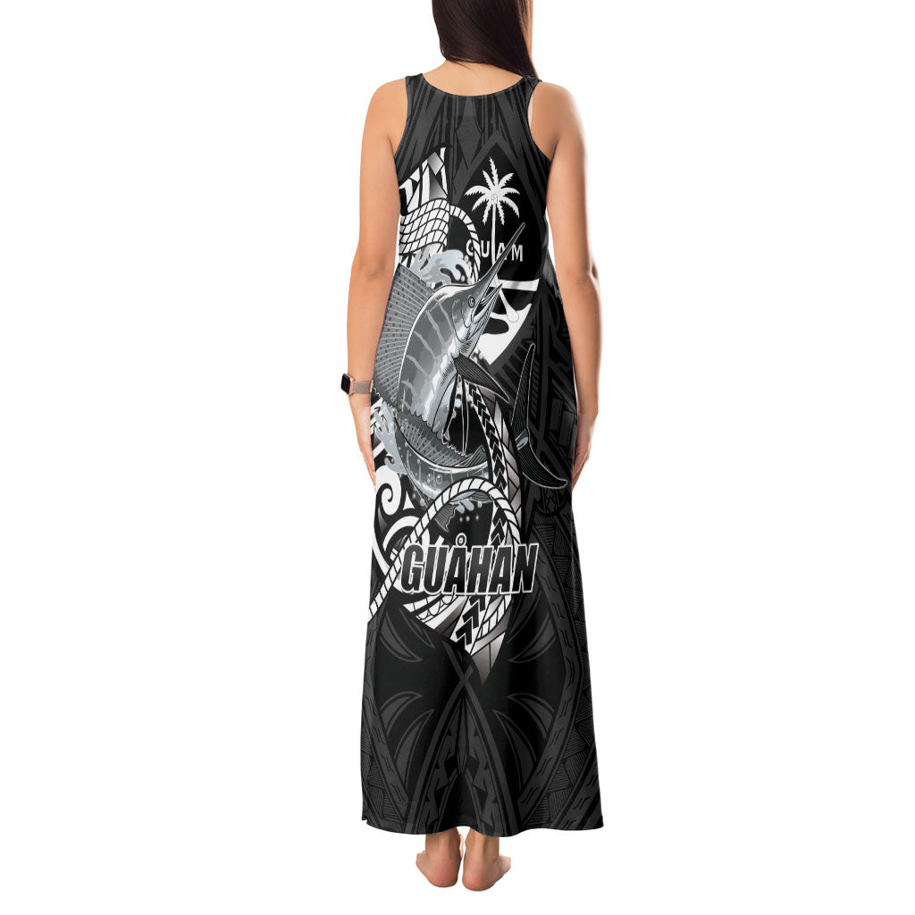 Guam Blue Marlin Fishing Tank Maxi Dress Guahan Fish Hook Tattoo Black Version LT14 - Polynesian Pride