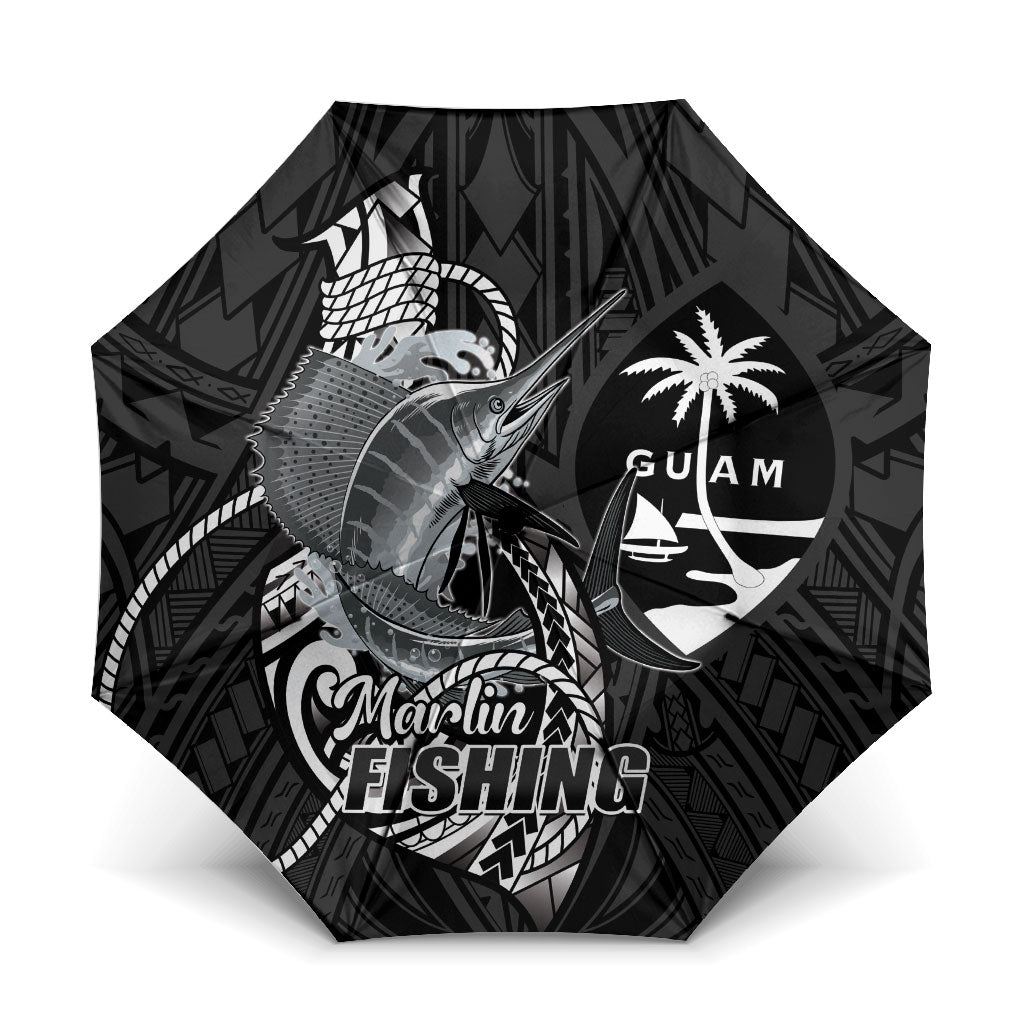 Guam Blue Marlin Fishing Umbrella Guahan Fish Hook Tattoo Black Version