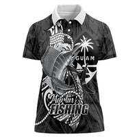 Guam Blue Marlin Fishing Women Polo Shirt Guahan Fish Hook Tattoo Black Version
