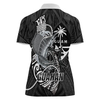 Guam Blue Marlin Fishing Women Polo Shirt Guahan Fish Hook Tattoo Black Version