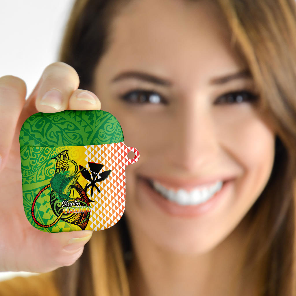 Hawaii Blue Marlin Fishing AirPods Case Hawaiian Kanaka Kakau Reggae LT14 - Polynesian Pride