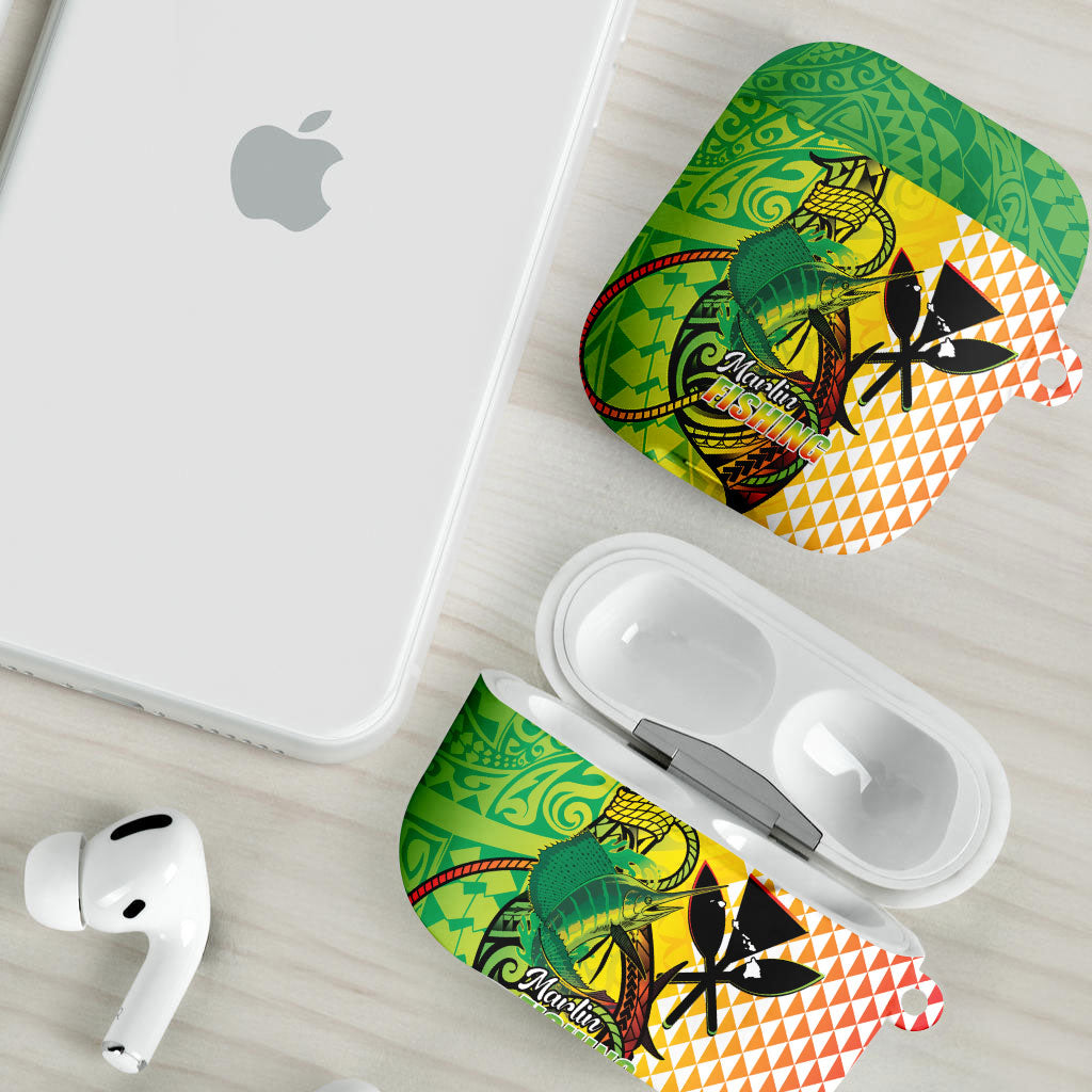 Hawaii Blue Marlin Fishing AirPods Case Hawaiian Kanaka Kakau Reggae LT14 - Polynesian Pride