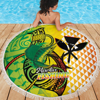Hawaii Blue Marlin Fishing Beach Blanket Hawaiian Kanaka Kakau Reggae LT14 - Polynesian Pride