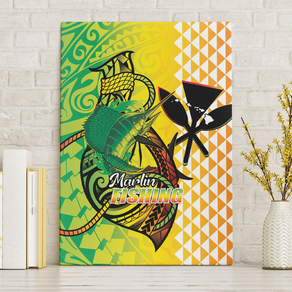 Hawaii Blue Marlin Fishing Canvas Wall Art Hawaiian Kanaka Kakau Reggae