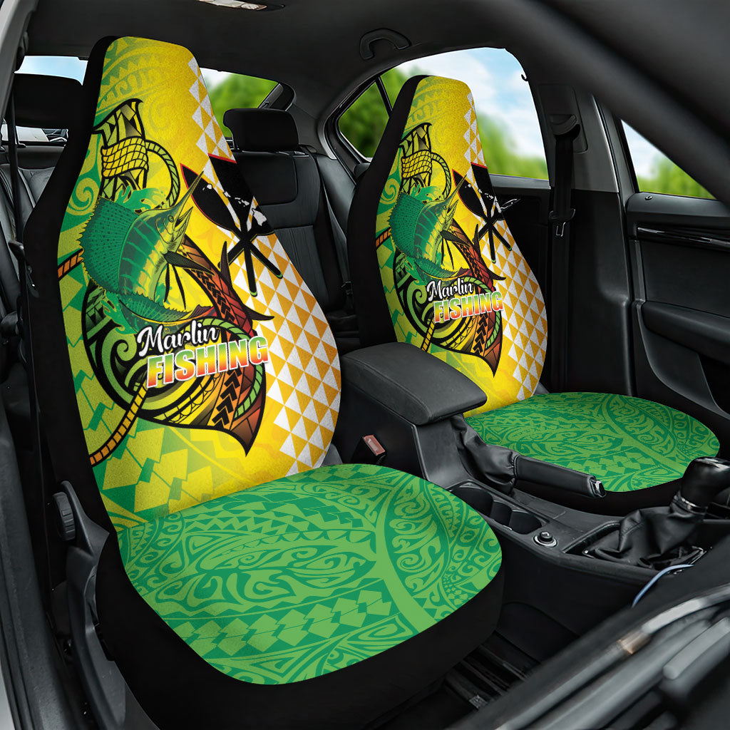 Hawaii Blue Marlin Fishing Car Seat Cover Hawaiian Kanaka Kakau Reggae