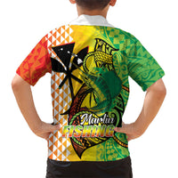 Hawaii Blue Marlin Fishing Family Matching Summer Maxi Dress and Hawaiian Shirt Hawaiian Kanaka Kakau Reggae