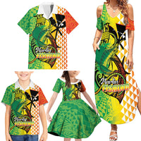 Hawaii Blue Marlin Fishing Family Matching Summer Maxi Dress and Hawaiian Shirt Hawaiian Kanaka Kakau Reggae