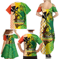 Hawaii Blue Marlin Fishing Family Matching Summer Maxi Dress and Hawaiian Shirt Hawaiian Kanaka Kakau Reggae