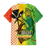Hawaii Blue Marlin Fishing Family Matching Summer Maxi Dress and Hawaiian Shirt Hawaiian Kanaka Kakau Reggae