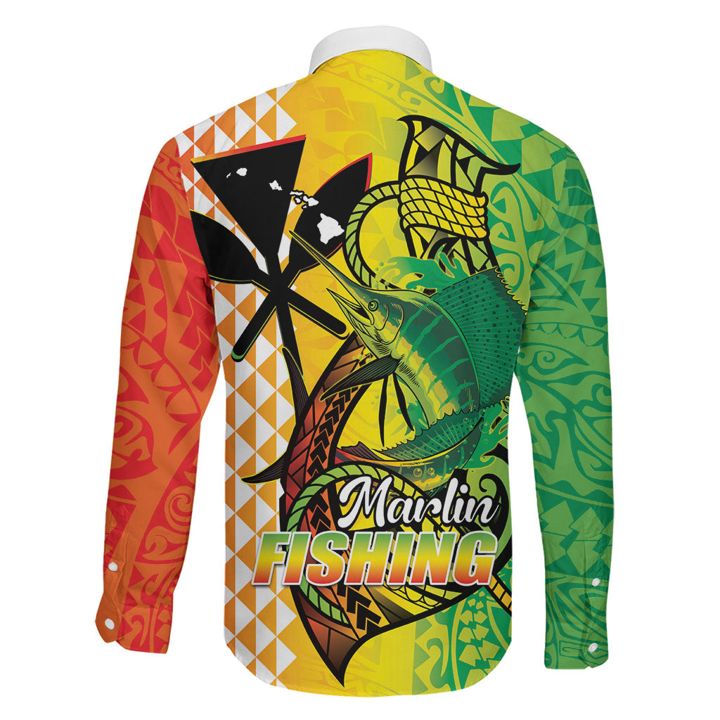 Hawaii Blue Marlin Fishing Family Matching Summer Maxi Dress and Hawaiian Shirt Hawaiian Kanaka Kakau Reggae