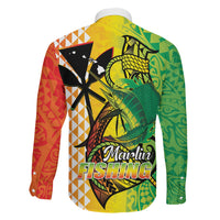 Hawaii Blue Marlin Fishing Family Matching Summer Maxi Dress and Hawaiian Shirt Hawaiian Kanaka Kakau Reggae