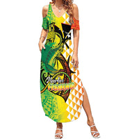 Hawaii Blue Marlin Fishing Family Matching Summer Maxi Dress and Hawaiian Shirt Hawaiian Kanaka Kakau Reggae
