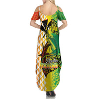 Hawaii Blue Marlin Fishing Family Matching Summer Maxi Dress and Hawaiian Shirt Hawaiian Kanaka Kakau Reggae