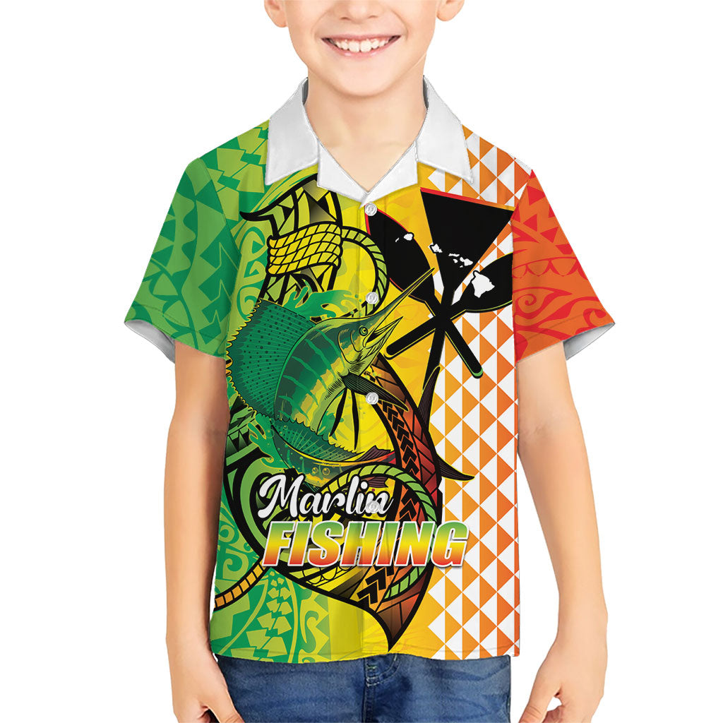 Hawaii Blue Marlin Fishing Family Matching Summer Maxi Dress and Hawaiian Shirt Hawaiian Kanaka Kakau Reggae