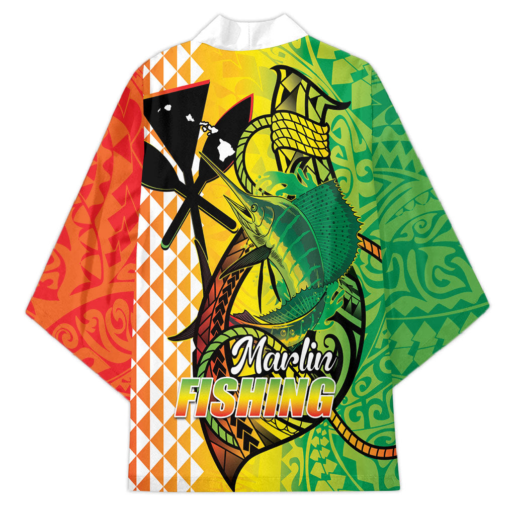 Hawaii Blue Marlin Fishing Kimono Hawaiian Kanaka Kakau Reggae