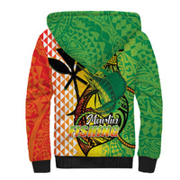 Hawaii Blue Marlin Fishing Sherpa Hoodie Hawaiian Kanaka Kakau Reggae