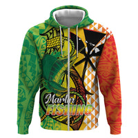 Hawaii Blue Marlin Fishing Zip Hoodie Hawaiian Kanaka Kakau Reggae LT14 Zip Hoodie Reggae - Polynesian Pride