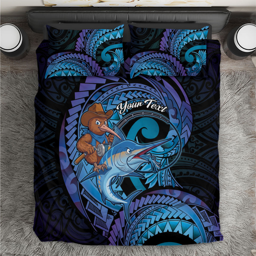 Personalised Blue Marlin Fishing New Zealand Bedding Set NZ Kiwi Cowboy Born To Fish LT14 Purple - Polynesian Pride