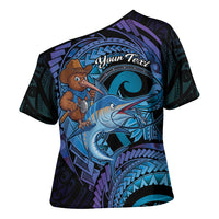 Personalised Blue Marlin Fishing New Zealand Cross Shoulder Shirt NZ Kiwi Cowboy Born To Fish