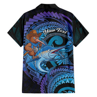 Personalised Blue Marlin Fishing New Zealand Family Matching Puletasi and Hawaiian Shirt NZ Kiwi Cowboy Born To Fish LT14 - Polynesian Pride