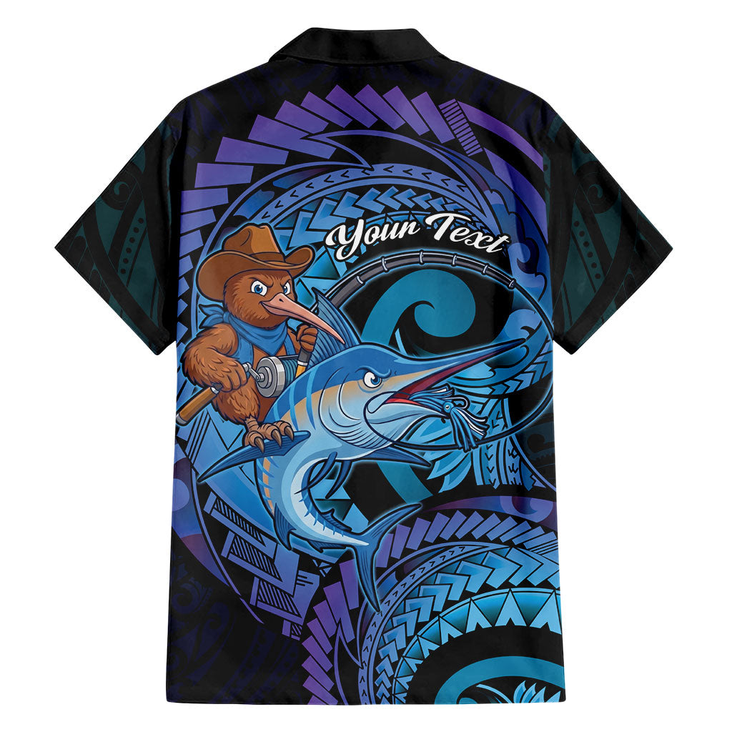 Personalised Blue Marlin Fishing New Zealand Family Matching Short Sleeve Bodycon Dress and Hawaiian Shirt NZ Kiwi Cowboy Born To Fish LT14 - Polynesian Pride