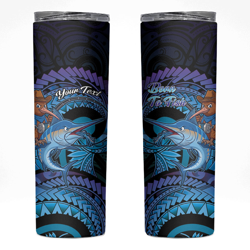 Personalised Blue Marlin Fishing New Zealand Skinny Tumbler NZ Kiwi Cowboy Born To Fish LT14 Purple - Polynesian Pride