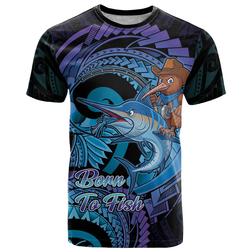 Personalised Blue Marlin Fishing New Zealand T Shirt NZ Kiwi Cowboy Born To Fish