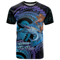 Personalised Blue Marlin Fishing New Zealand T Shirt NZ Kiwi Cowboy Born To Fish