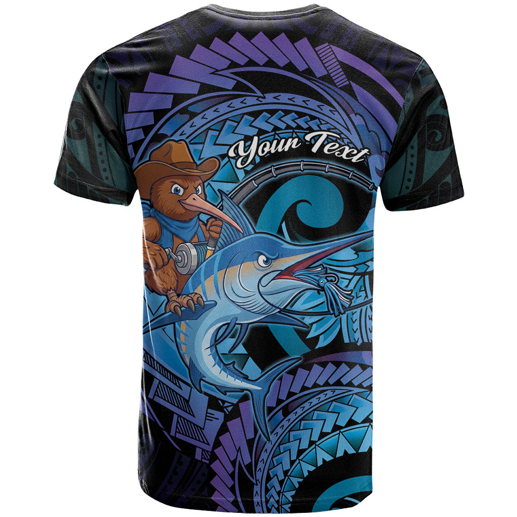 Personalised Blue Marlin Fishing New Zealand T Shirt NZ Kiwi Cowboy Born To Fish