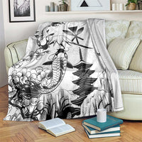 Japan And Hawaii Blanket Sakura Koi Fish Hawaiian Lei Kanaka - Polynesian Pride