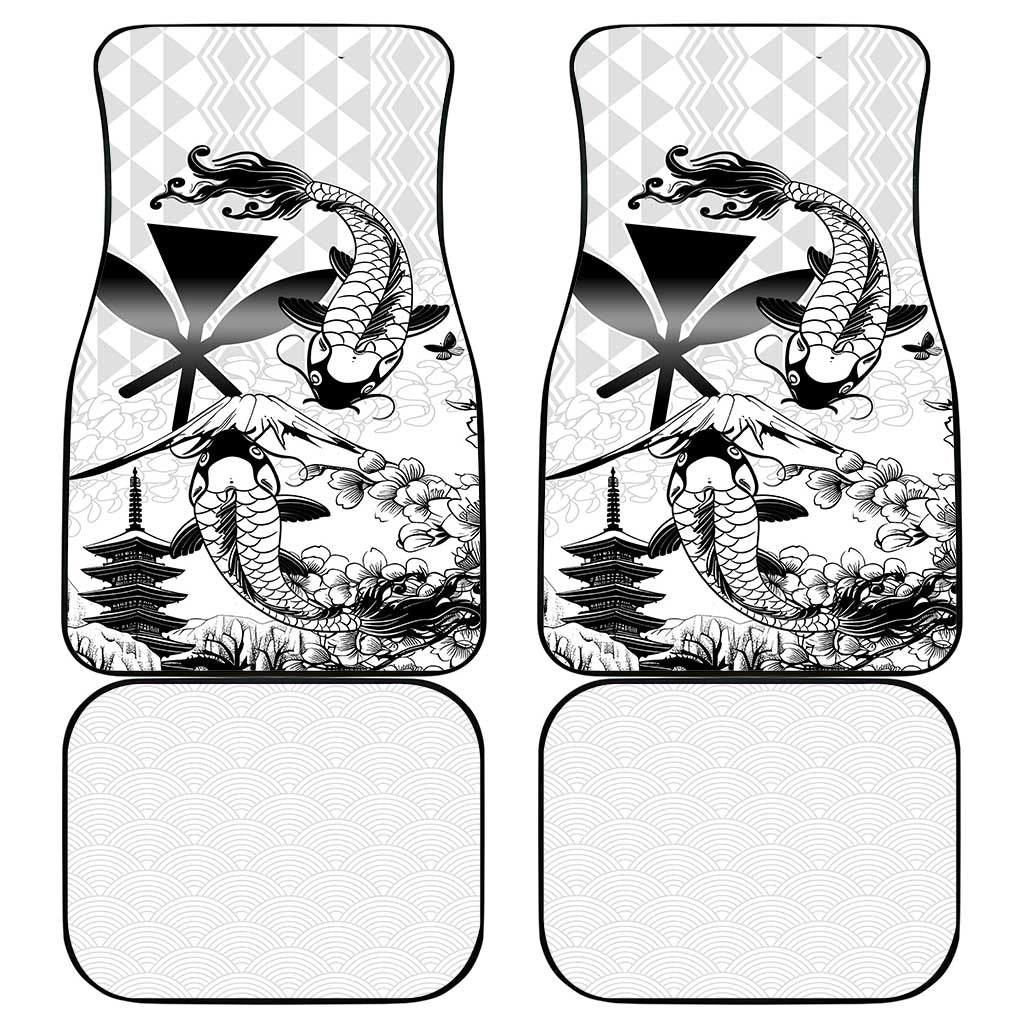Japan And Hawaii Car Mats Sakura Koi Fish Hawaiian Lei Kanaka - Polynesian Pride