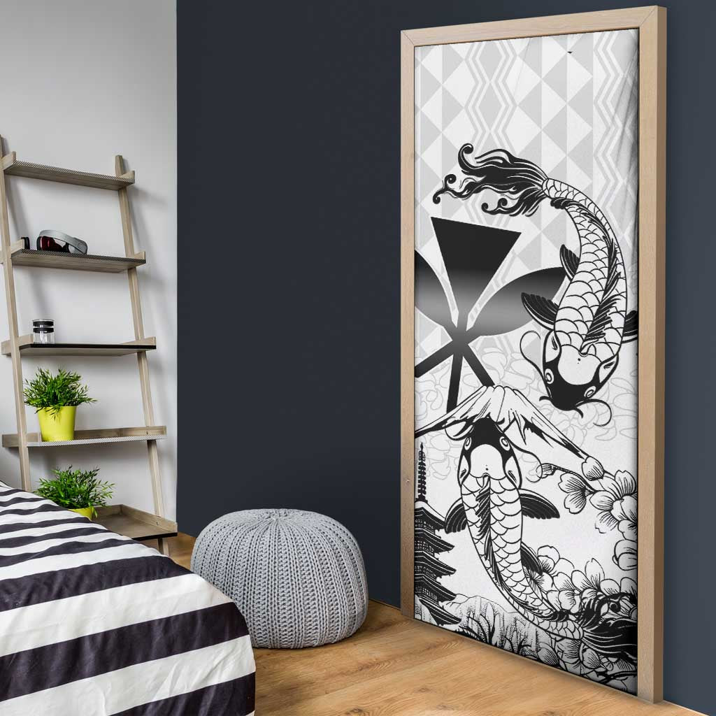 Japan And Hawaii Door Cover Sakura Koi Fish Hawaiian Lei Kanaka - Polynesian Pride