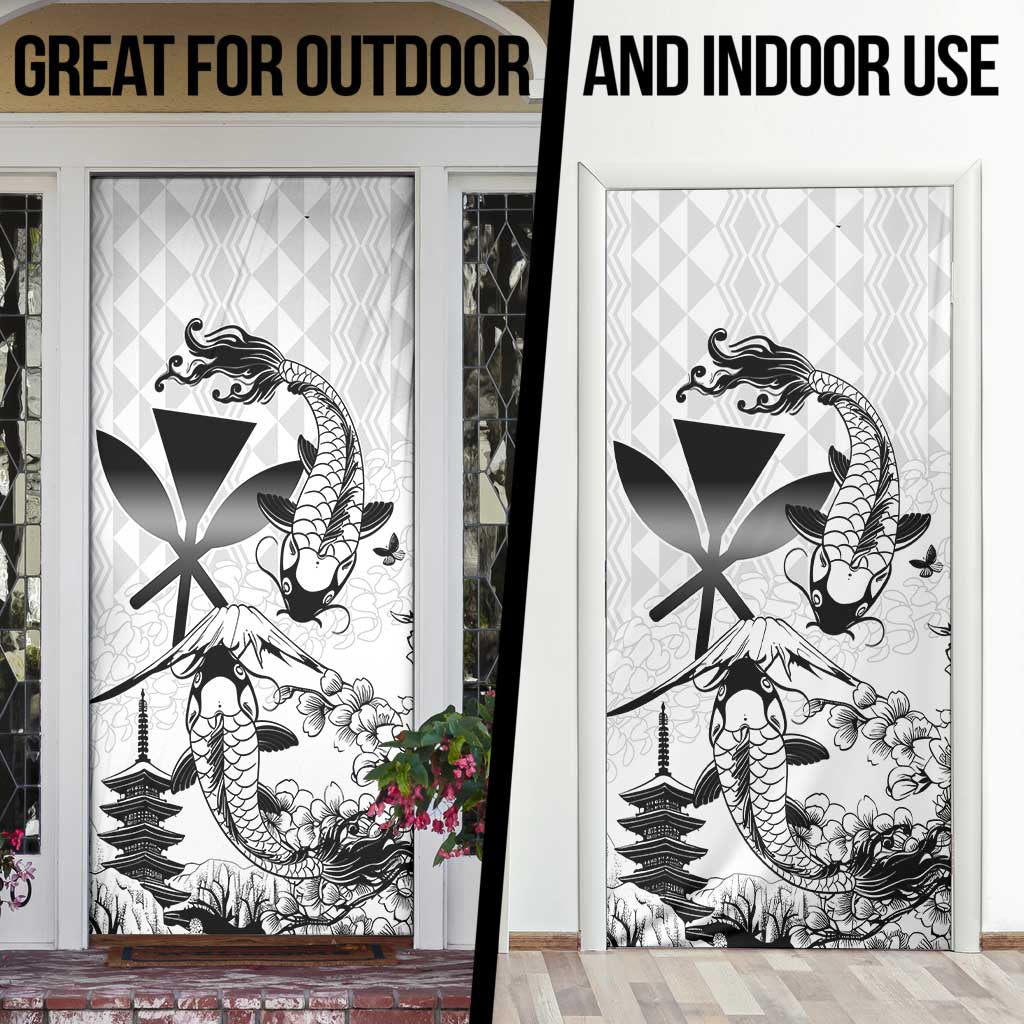Japan And Hawaii Door Cover Sakura Koi Fish Hawaiian Lei Kanaka - Polynesian Pride