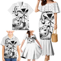 Japan And Hawaii Family Matching Mermaid Dress and Hawaiian Shirt Sakura Koi Fish Hawaiian Lei Kanaka - Polynesian Pride