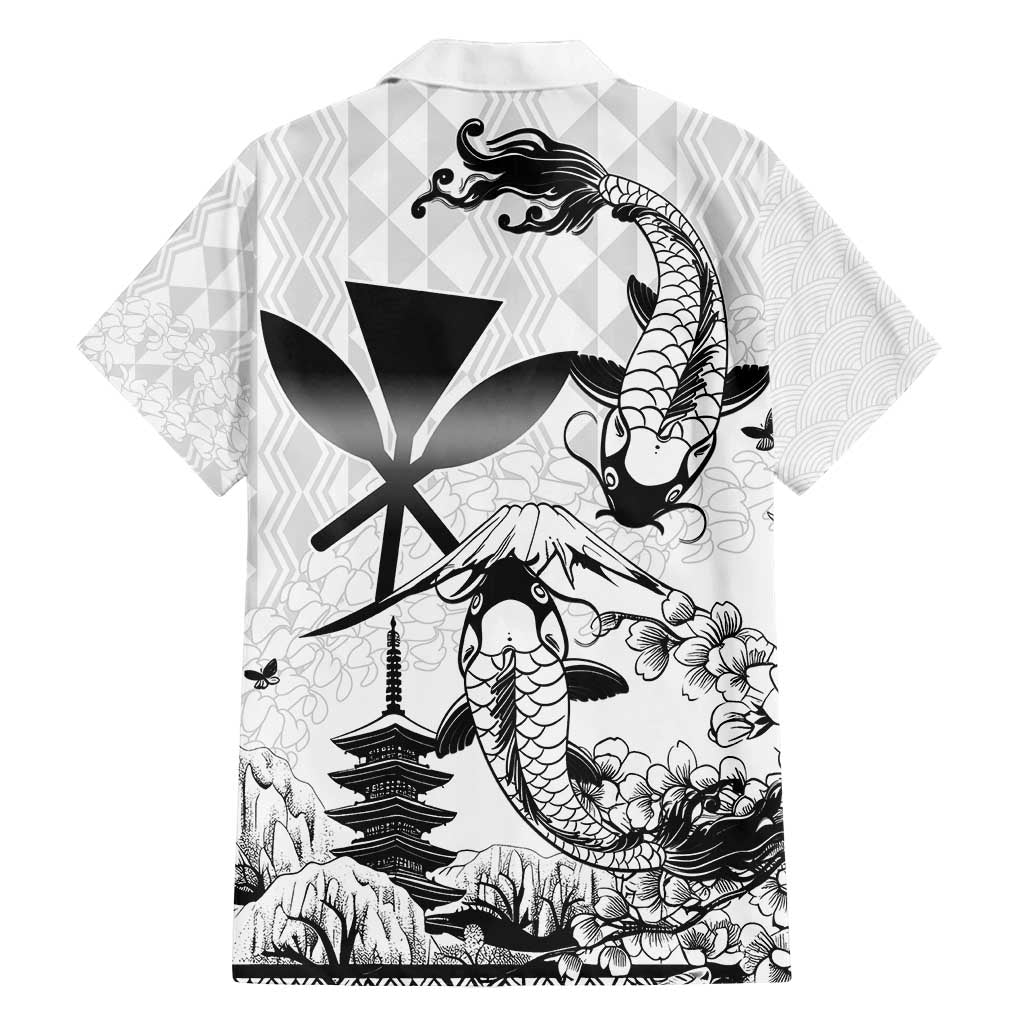 Japan And Hawaii Family Matching Off Shoulder Short Dress and Hawaiian Shirt Sakura Koi Fish Hawaiian Lei Kanaka - Polynesian Pride