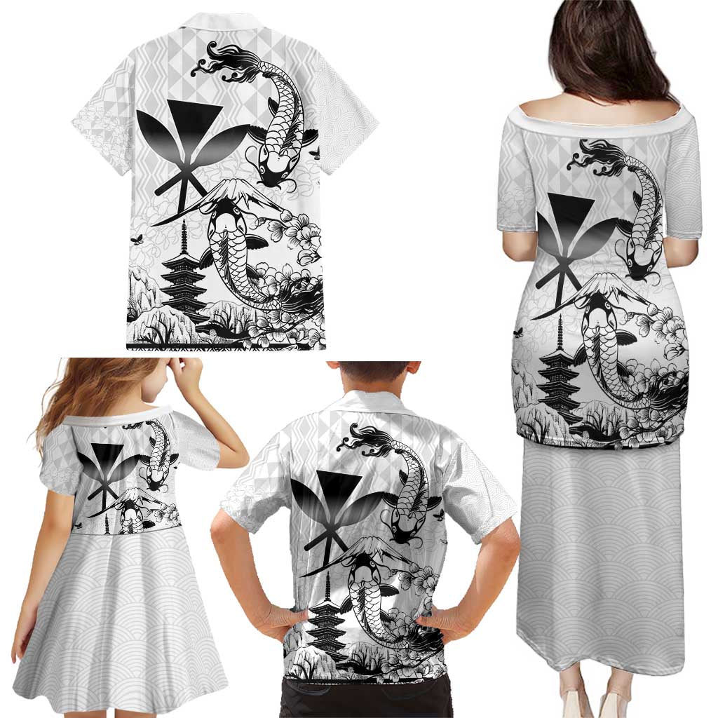 Japan And Hawaii Family Matching Puletasi and Hawaiian Shirt Sakura Koi Fish Hawaiian Lei Kanaka - Polynesian Pride