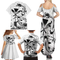 Japan And Hawaii Family Matching Summer Maxi Dress and Hawaiian Shirt Sakura Koi Fish Hawaiian Lei Kanaka - Polynesian Pride