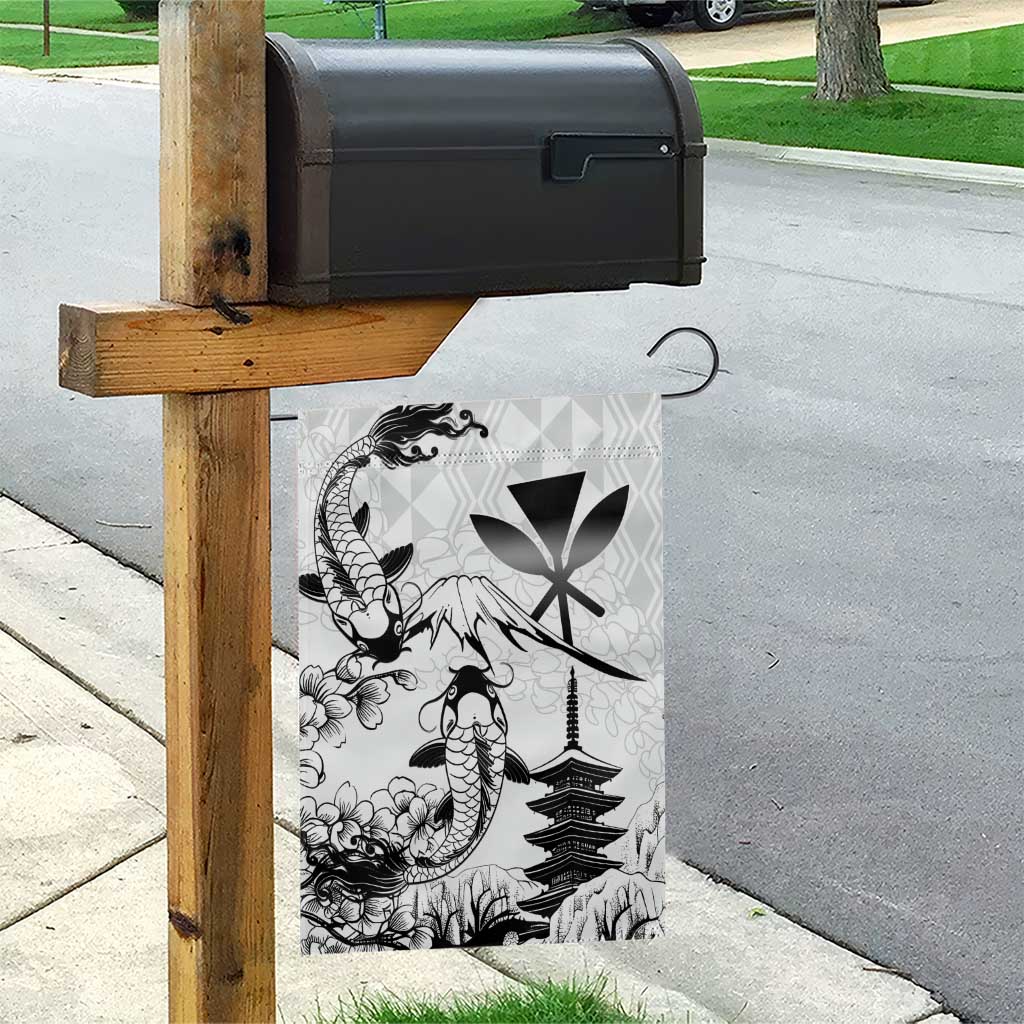 Japan And Hawaii Garden Flag Sakura Koi Fish Hawaiian Lei Kanaka - Polynesian Pride