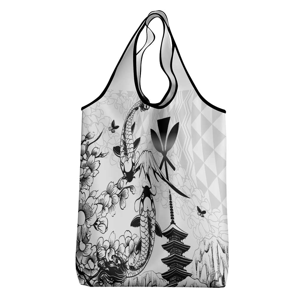 Japan And Hawaii Grocery Bag Sakura Koi Fish Hawaiian Lei Kanaka - Polynesian Pride