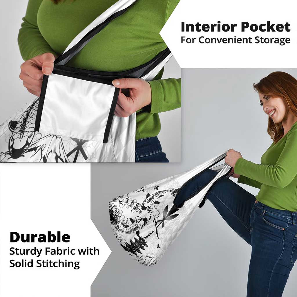 Japan And Hawaii Grocery Bag Sakura Koi Fish Hawaiian Lei Kanaka - Polynesian Pride