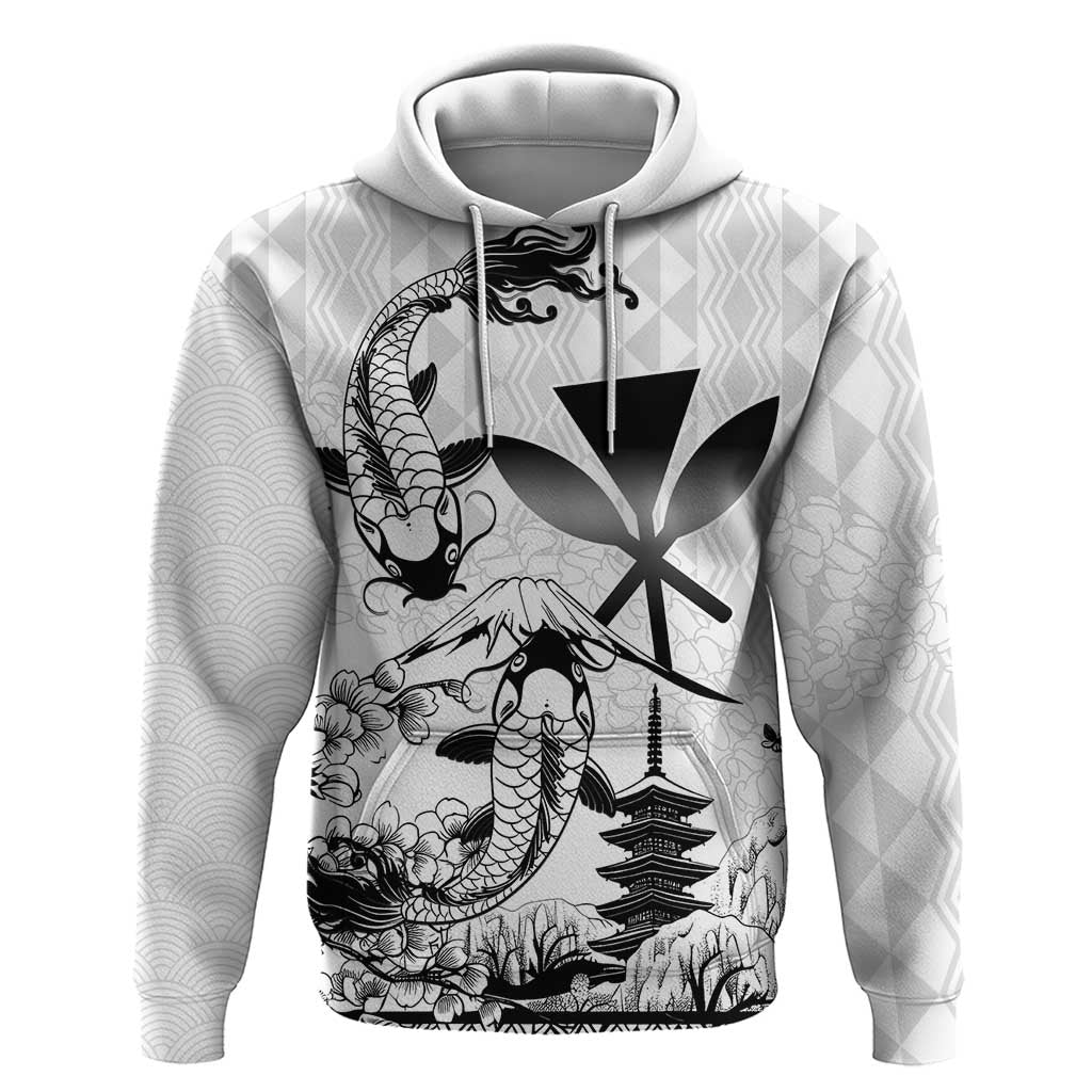Japan And Hawaii Hoodie Sakura Koi Fish Hawaiian Lei Kanaka - Polynesian Pride