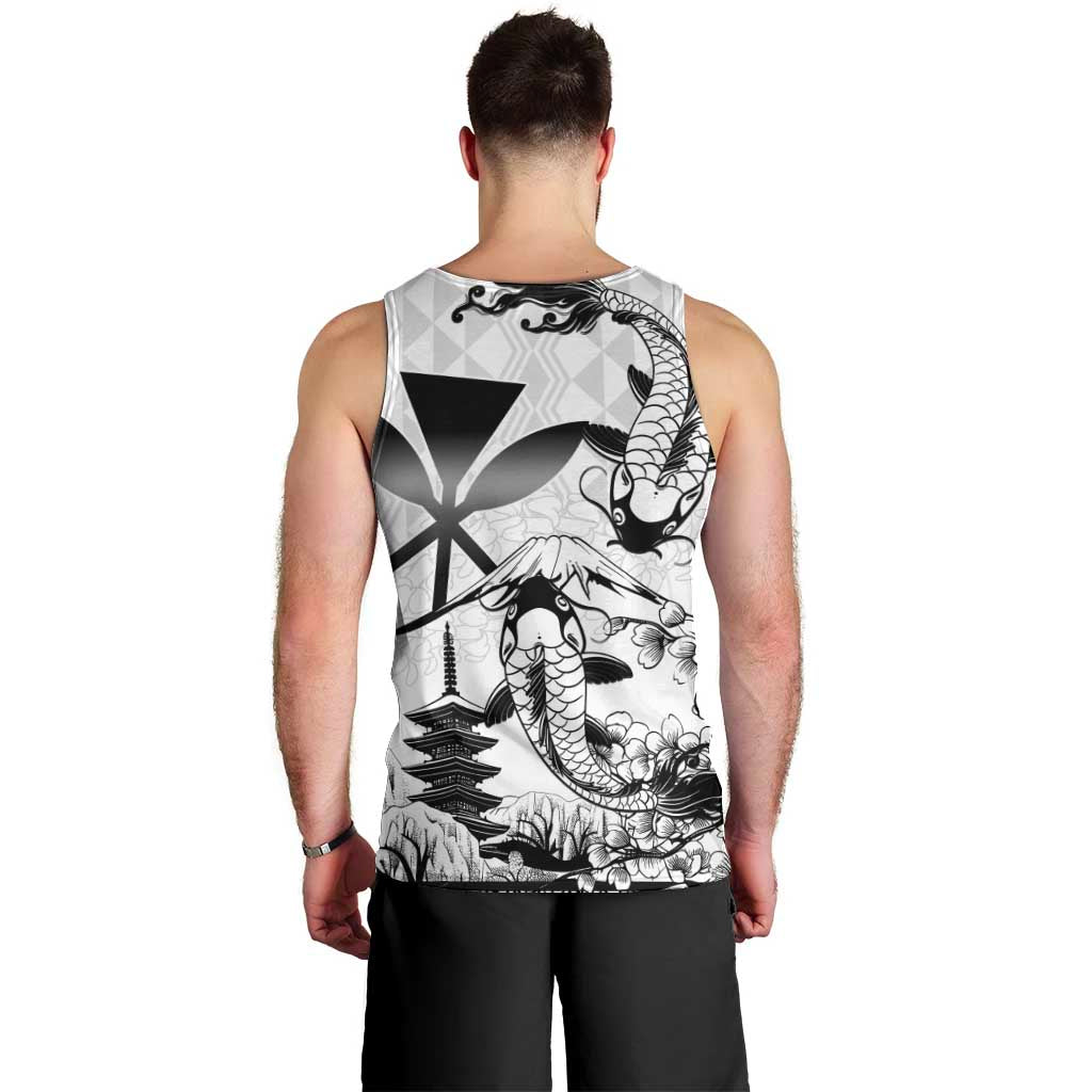Japan And Hawaii Men Tank Top Sakura Koi Fish Hawaiian Lei Kanaka - Polynesian Pride