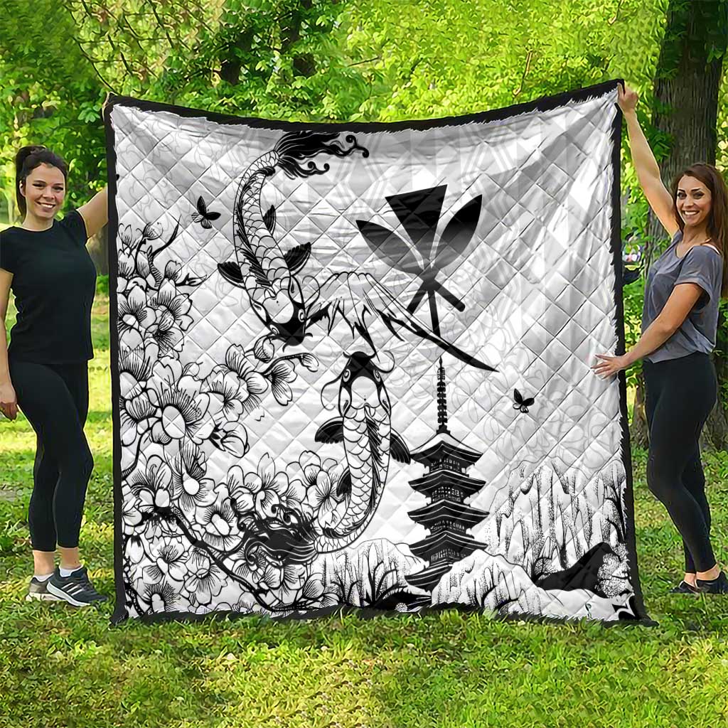 Japan And Hawaii Quilt Sakura Koi Fish Hawaiian Lei Kanaka - Polynesian Pride